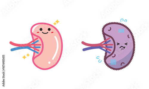 人の臓器キャラクター　健康な脾臓と不健康な脾臓　セット