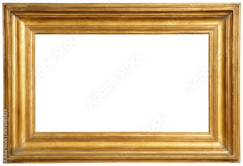 Gold-toned picture frame, rectangular, simple design