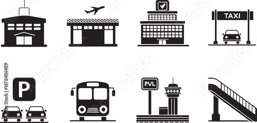 Airport Facilities Icons Set