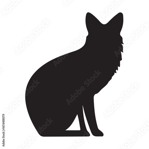 Coyote silhouette vector illustration black and white wildlife animal predator canid mammal isolated graphic design