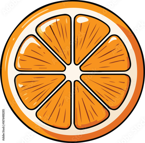 Sliced Orange Fruit with Segments and Peel on White Background citrus EPS vector file download