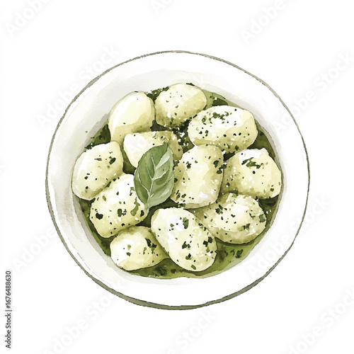 a cute Gnocchi tossed with green pesto