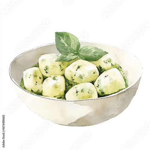 a cute Gnocchi tossed with green pesto