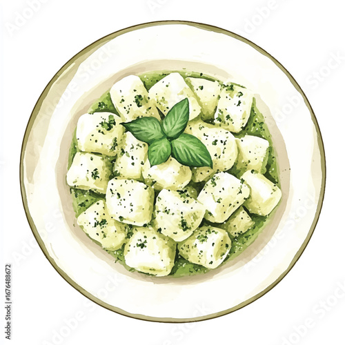 a cute Gnocchi tossed with green pesto