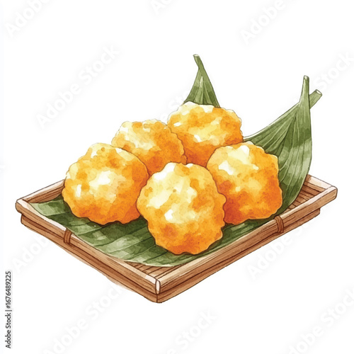 a cute Golden tempura veggies arranged