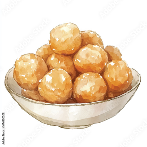 a cute Greek loukoumades honey puffs