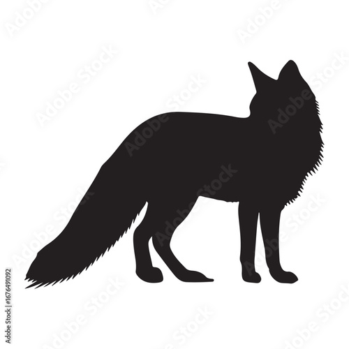 Fox Silhouette Vector Graphic, Black and White Illustration