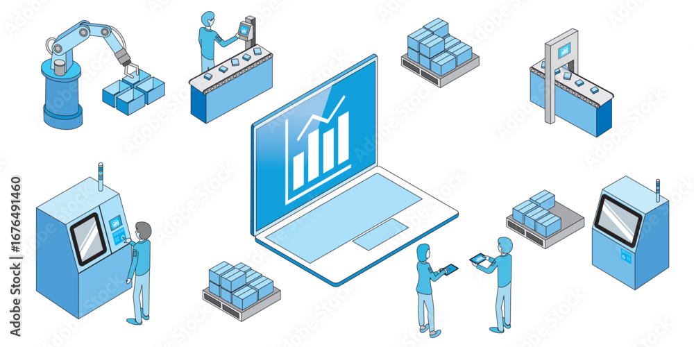 Fototapeta premium 製造工場の見える化イメージ