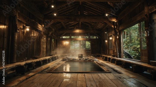 Wallpaper Mural Relaxing in a traditional Japanese onsen surrounded by nature du Torontodigital.ca