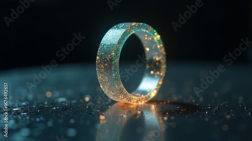 Glittering Glass Ring sparkling gold