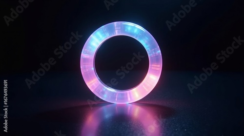Glowing ring with pink and blue light circle neon