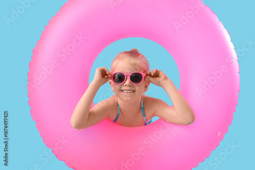 Cute happy little girl in s...