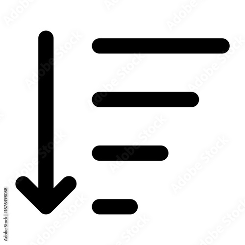 Sort down icon with line style