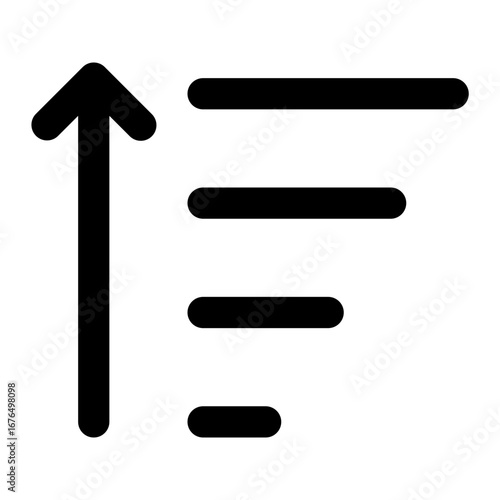 Sort up icon with line style