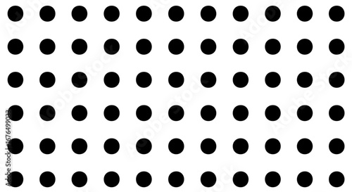 A simple, uniform grid pattern composed of numerous small black dots arranged in neat rows and columns on a white background, creating a minimalist visual texture.