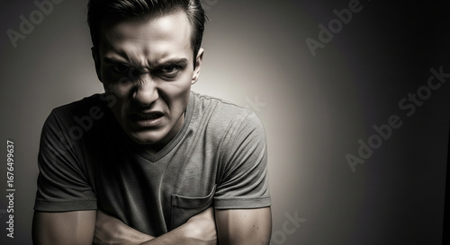 A visibly agitated man expresses intense frustration, portraying the raw emotion of anger and the internal struggle faced during moments of profound stress