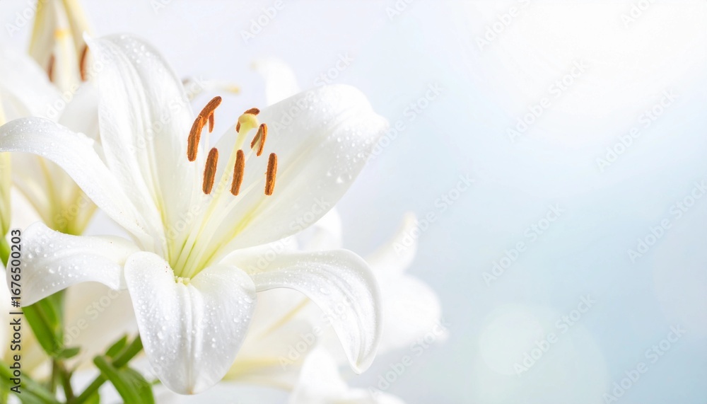 Obraz premium 白いユリ 清楚で輝く花のクローズアップ