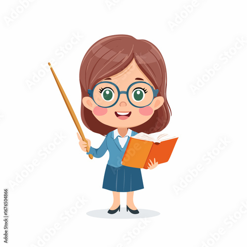 Cute female teacher cartoon illustration