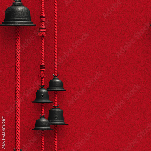 Minimal seamless illustration of Shinto shrine bells