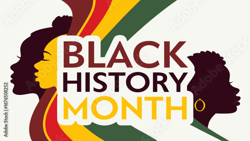 Minimalist Black History Month Typography Design with African Colors on Black Background