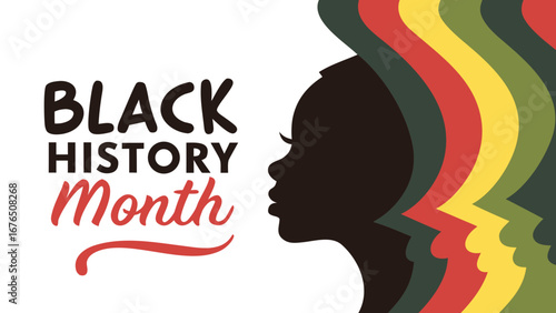 Minimalist Black History Month Typography Design with African Colors on Black Background