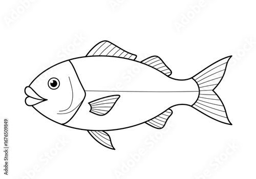 An illustrated depiction of a common freshwater fish suitable for educational purposes and artistic inspiration