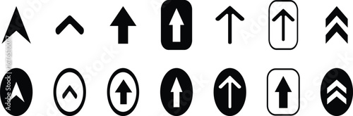 Up arrow vector icon set. scroll illustration sign collection. Black long up arrow . Arrow pointing upward. 