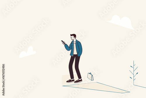 Set privacy zone, personal barrier to focus or work boundary, space to be with yourself concept, introvert businessman drawing box to cover privacy zone or boundary to protect from distraction.