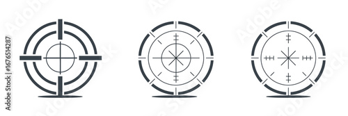 Aiming and targeting icons representing precision and focus for strategic planning and execution