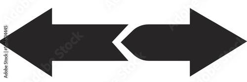 Bold silhouette icon of two connected arrows pointing left and right, representing duality, transaction, and opposing directions