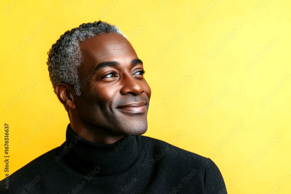 Obraz premium A cheerful man radiating warmth and positivity. A man with a stylish hairdo looking confident. A chic and vibrant male with effortless elegance. A soft and natural man with a glowing expression.