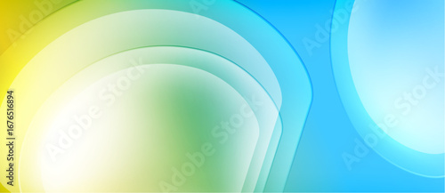 Abstract layers, vibrant colors blend. Smooth gradients create flowing, modern design. Light transitions evoke calm energy.