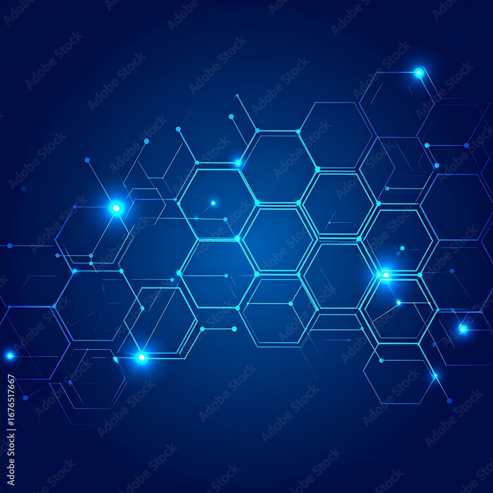 Abstract technological hexagons