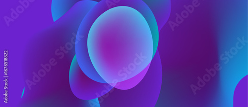 Abstract fluid shapes, vibrant purple, blue hues. Soft gradients create dynamic composition. Modern design element.