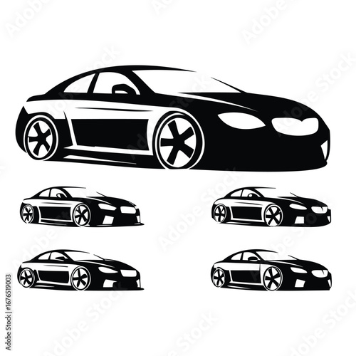 Modern Car Front View Silhouette Vector – Sleek Automobile Design