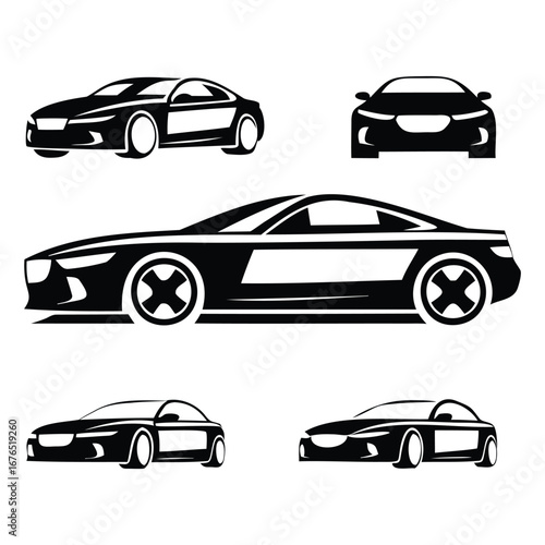 Modern Car Front View Silhouette Vector – Sleek Automobile Design