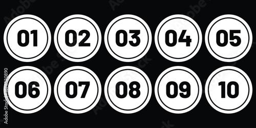 Set of numbers . Number circles set 1 to 10 . Set of Round 1-10 numbers icon for education.  number digit vector icon with circle. eps 10