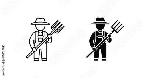 Farmer Holding a Pitchfork Icon