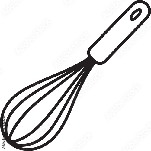 Simple hand drawn outline of a kitchen whisk