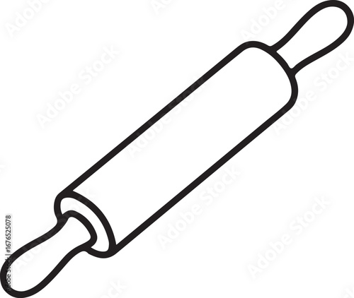Simple outline drawing of a classic wooden rolling pin