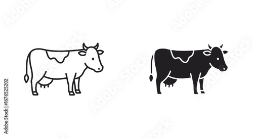 Simple Line Art Cow Icon