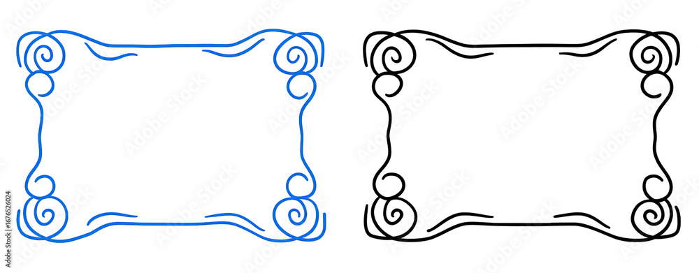 Obraz premium Decorative blue frame on black background