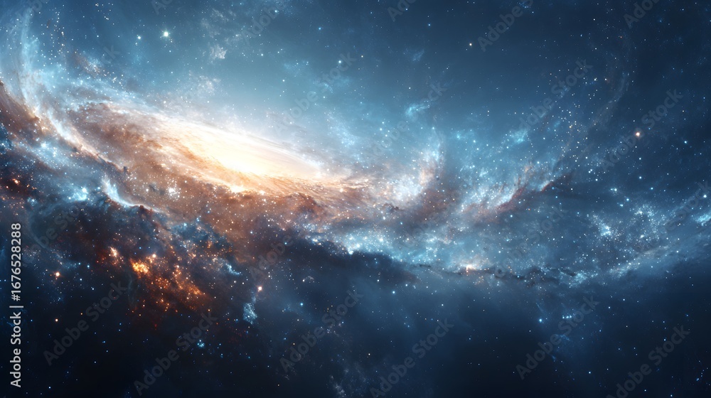 Fototapeta premium A captivating view of a vibrant and swirling galaxy, showcasing breathtaking colors and detailed celestial structures.