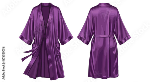 Elegant Plum Satin Robe: A Luxurious Indulgence in Comfort and Style for Relaxing Evenings or Spa Days with Smooth Fabric