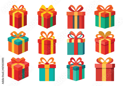 Gift box vector cartoon set icon. Illustration of isolated cartoon icon gift box with ribbon. Vector illustration set christmas present.
