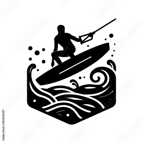 Wakeboard silhouette, Wakeboard vector