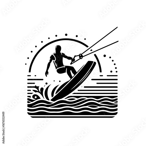 Wakeboard silhouette, Wakeboard vector