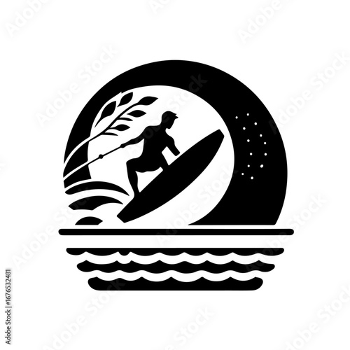 Wakeboard silhouette, Wakeboard vector