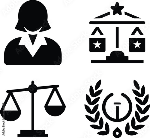 Comprehensive legal and compliance icon set for professional business and justice representation