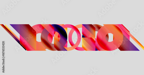 Abstract colorful design features overlapping shapes. Gradient hues blend, creating dynamic visual impact. Modern aesthetic, simple background.